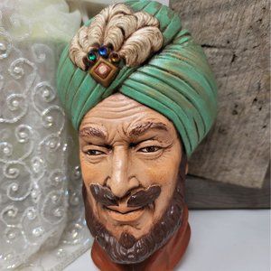 Vintage Ceramic Sheik Head Wall Hanging 1975